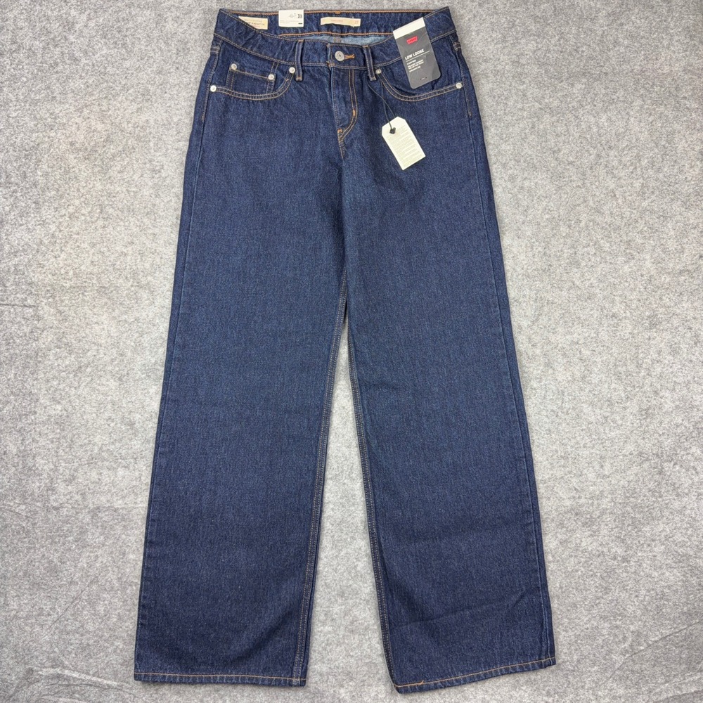 Levi's Premium Low Loose Jeans Womens 27x32 Blue Dark Wash Straight Wide Leg NWT